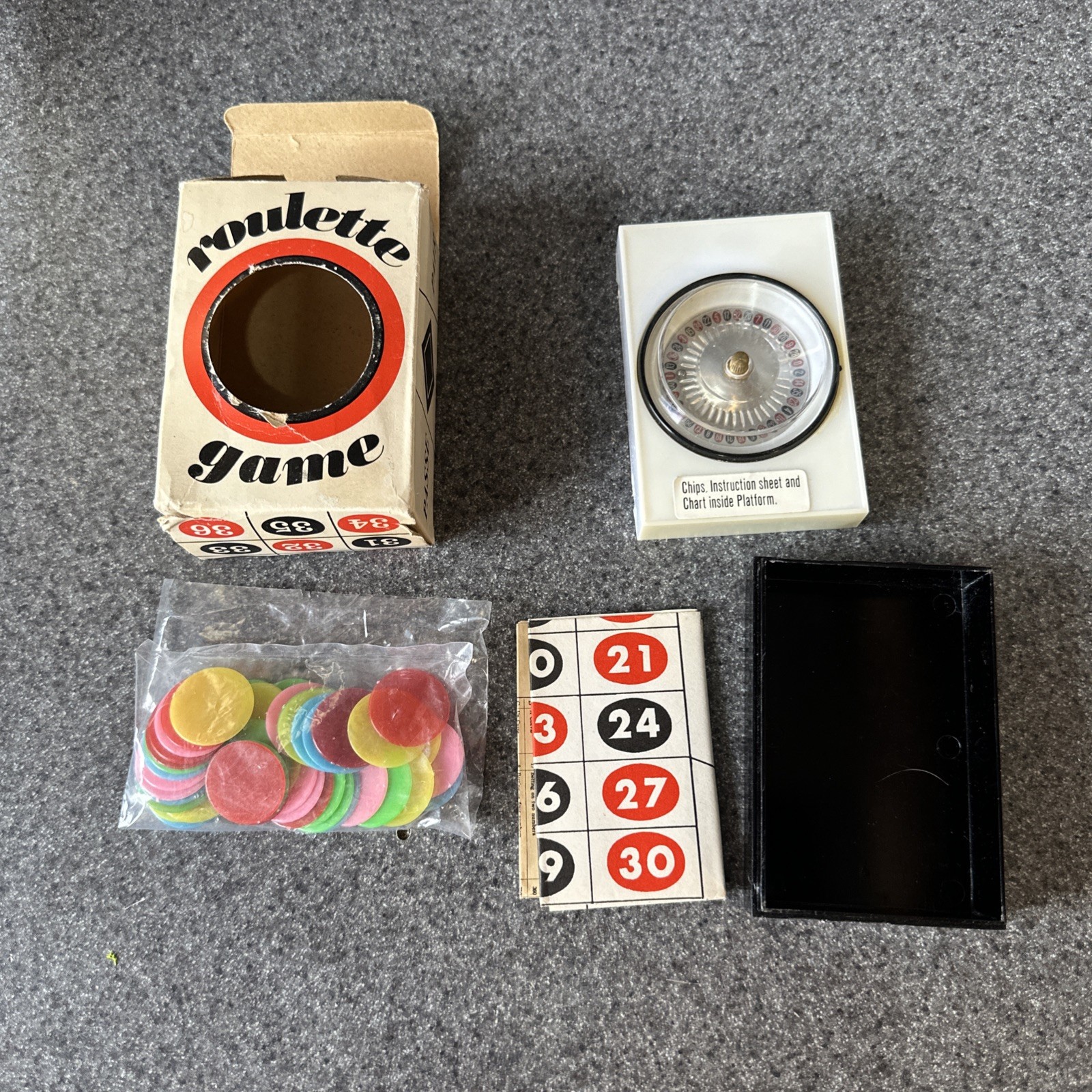 Vintage Mini Roulette Wheel Game With Chips, Instructions And Board Hong Kong