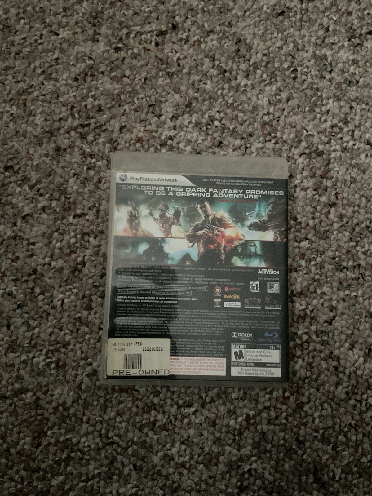 Wolfenstein (PlayStation 3, 2009) PS3 – Complete in Case CIB – BLUS 3029