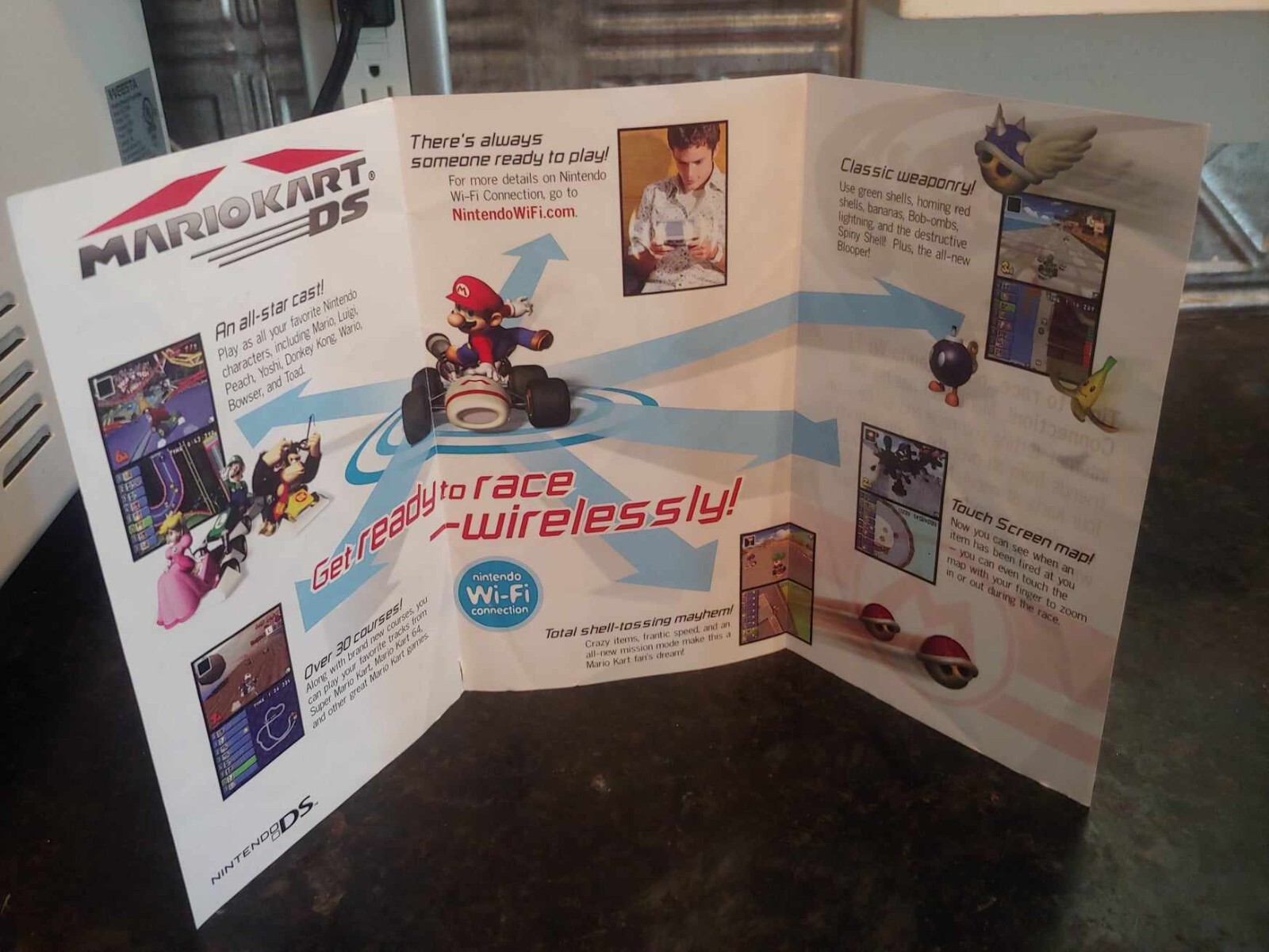 MARIO KART DS System Game 2005 Fold-Out Wi-Fi Connection Promo Insert