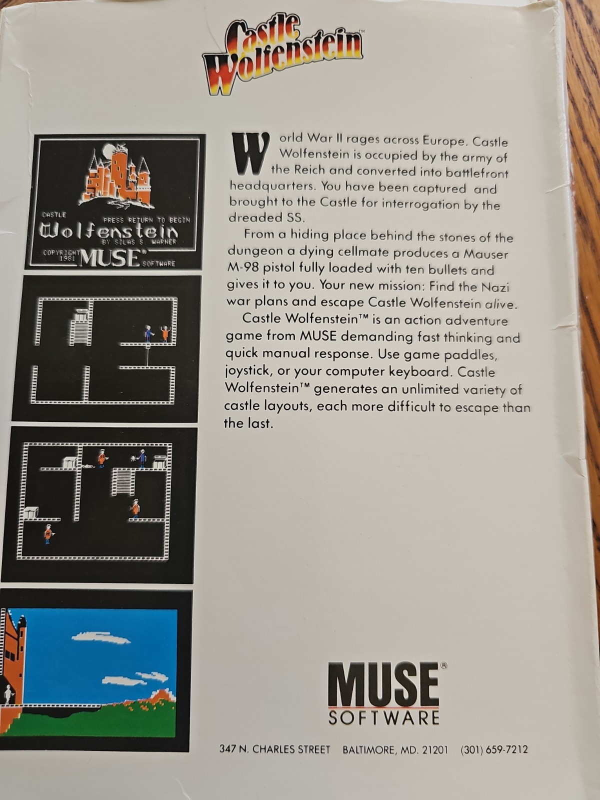 Castle Wolfenstein 1981 Muse software Commodore 64 Computer Game