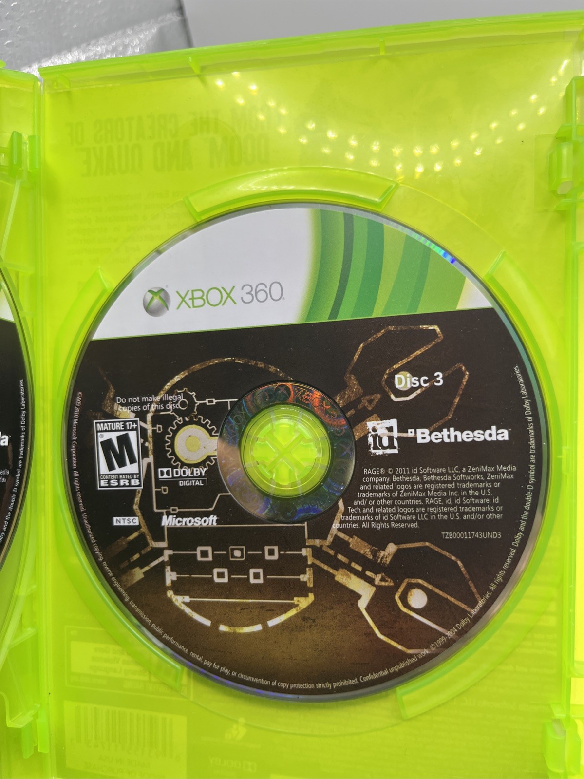 Rage (Microsoft Xbox 360, 2011) Complete with Manual CIB