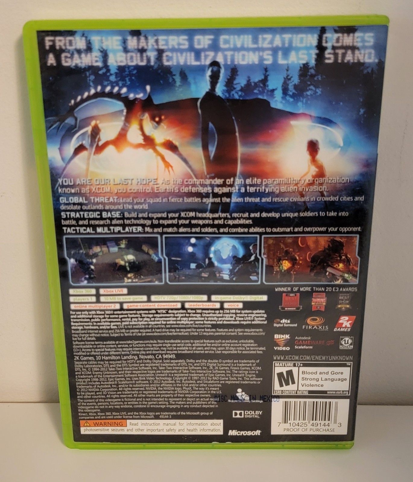 XCOM Enemy Unknown Xbox 360 Complete In Box CIB w/ Manual Tested Works!