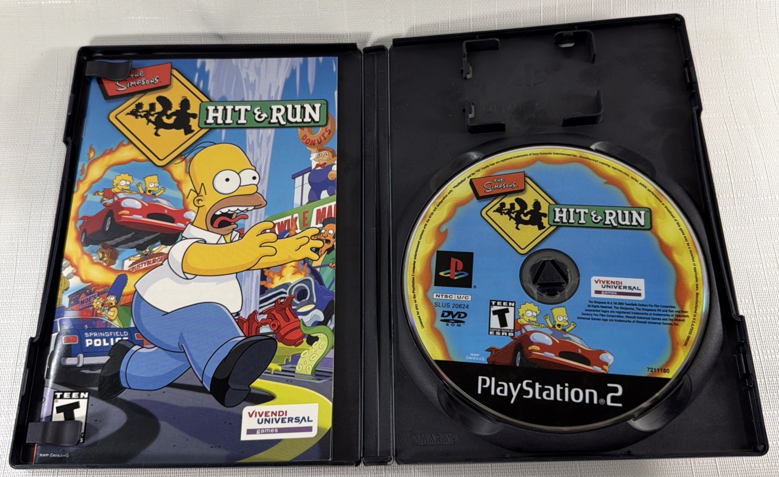 The Simpsons: Hit & Run (PlayStation 2, 2003) COMPLETE W/ REG Card, Tested