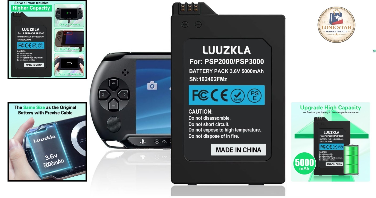 5000mAh Replacement Battery for PSP 2000/3000 – Upgrade with 24-