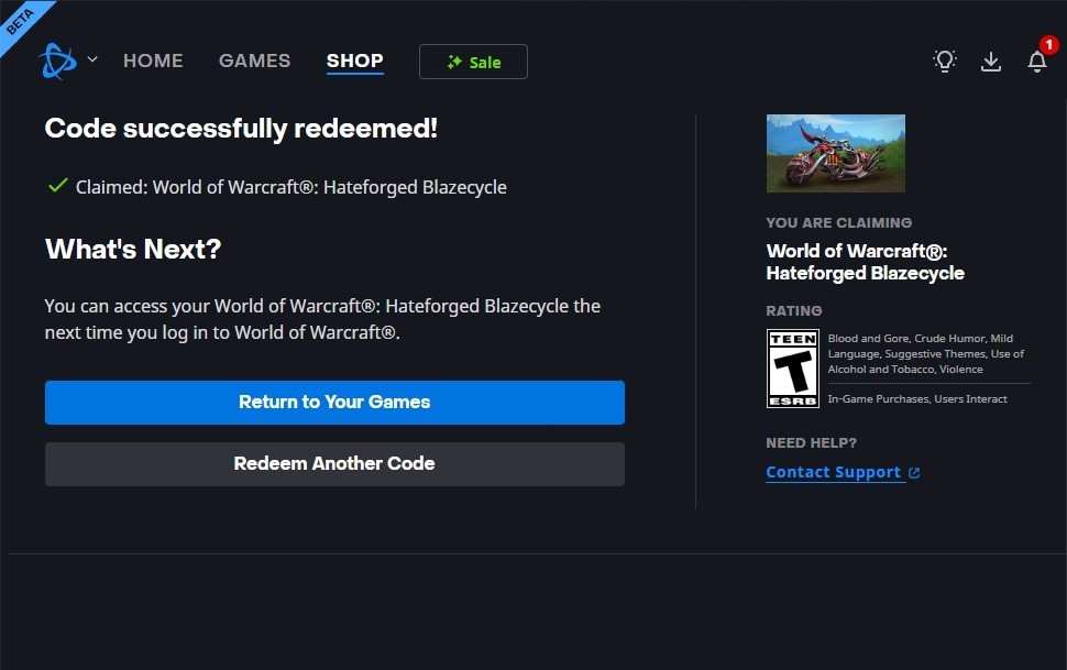[Global] HATEFORGED BLAZECYCLE – Mountain Dew x World of Warcraft Promo Mount