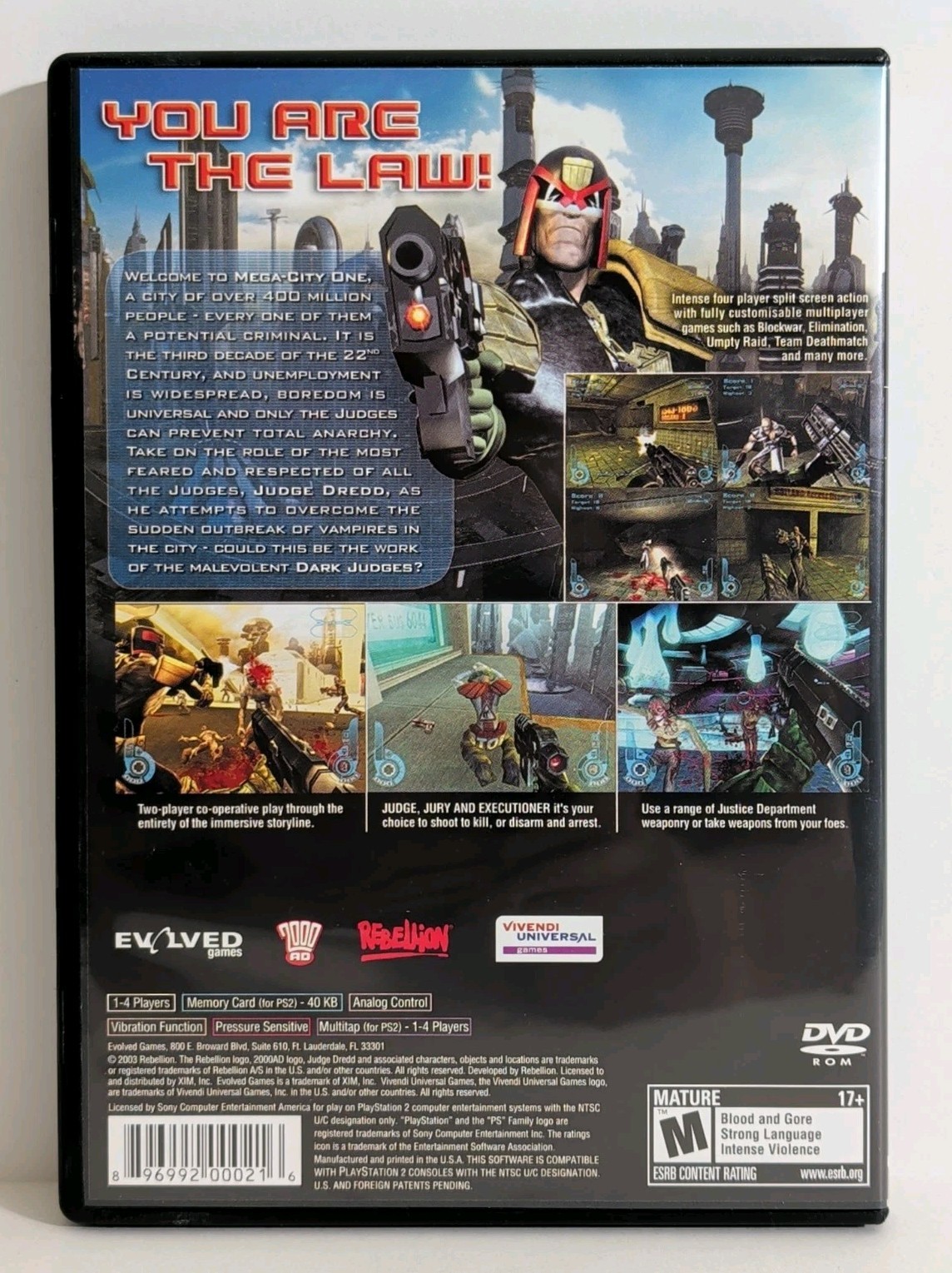 Judge Dredd: Dredd vs Death (PS2, 2005) CIB With Reg Card, Sony PlayStation 2