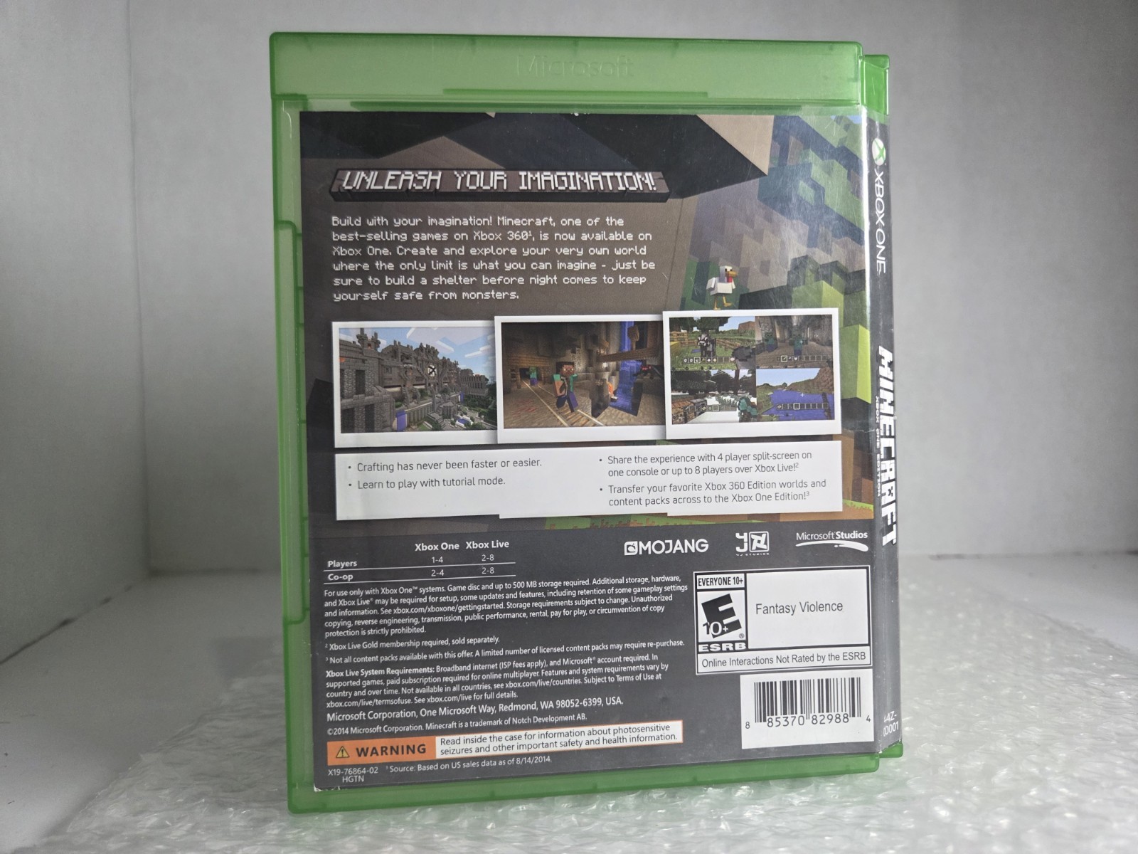 Minecraft Xbox One Edition Microsoft Studios Complete CIB Tested Mojang 2014 4j