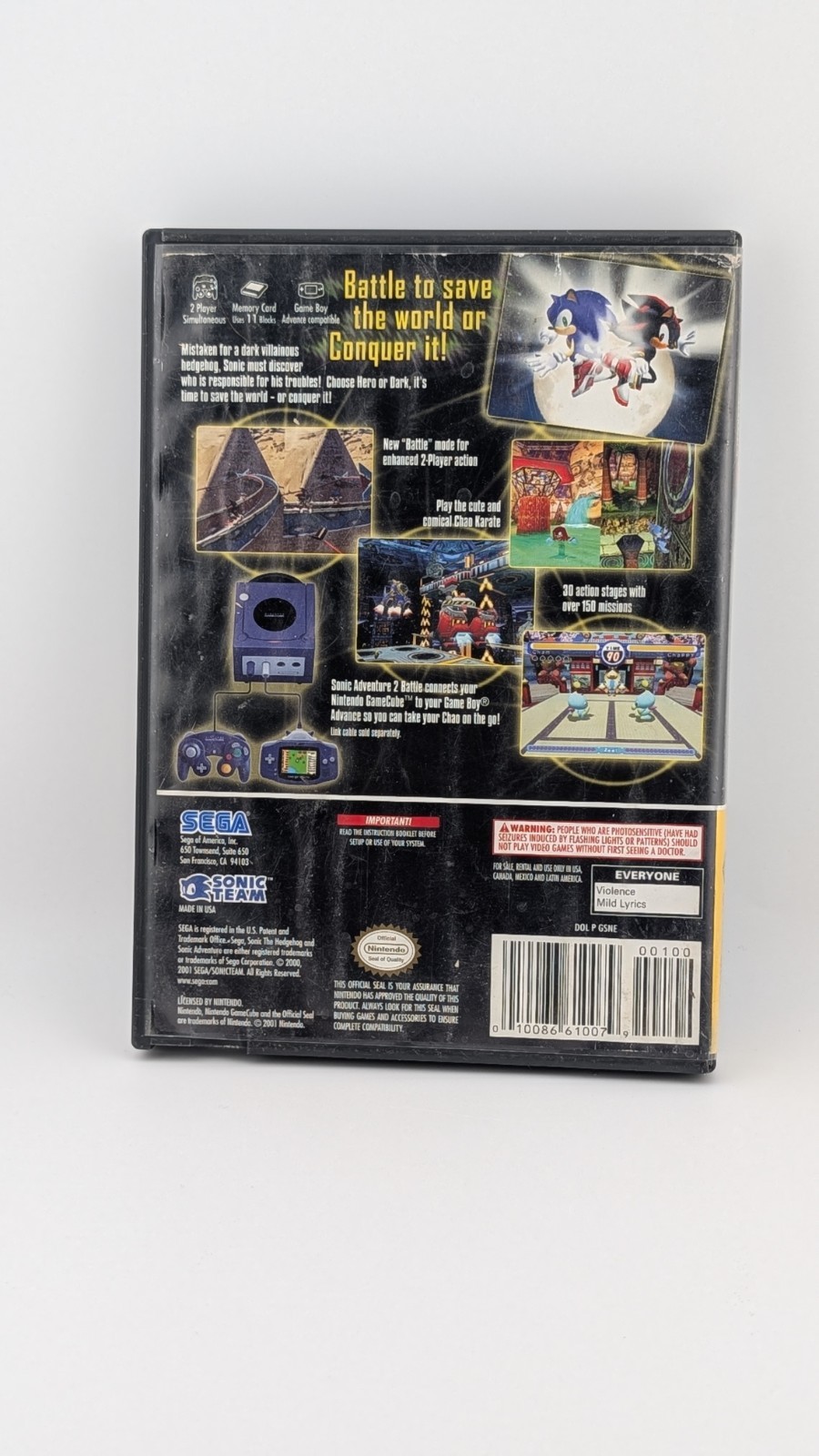 Sonic Adventure 2 Battle (Nintendo GameCube, 2004) Missing manual