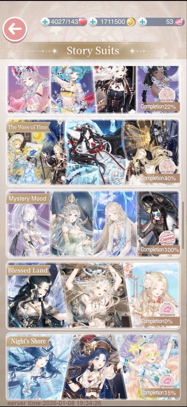 2018 Love Nikki Dress Up Queen Account V9 LVL 94 UNLOCKED 34% SUITS RARE