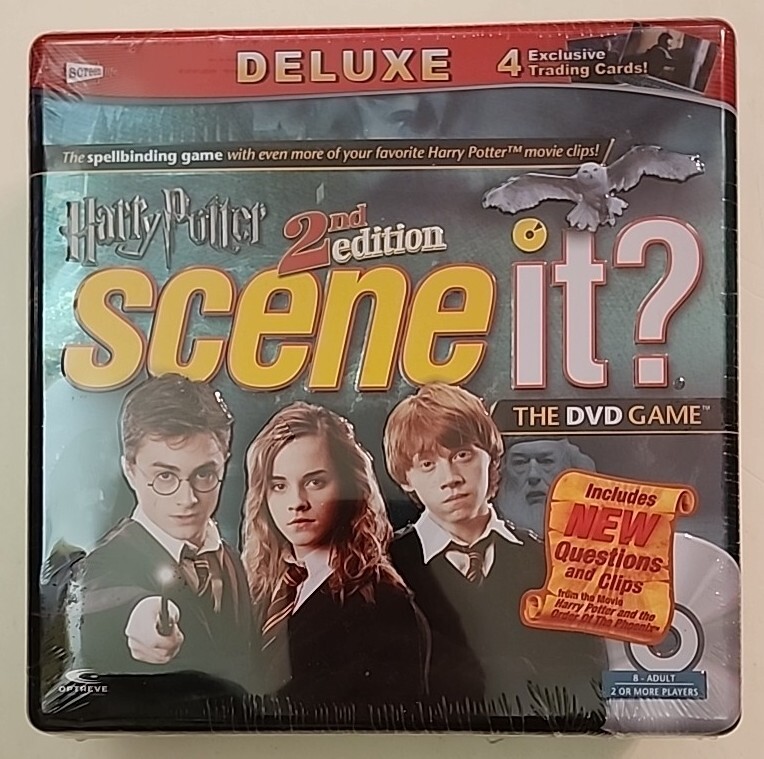 DELUXE Harry Potter Scene It 2nd Edition DVD Game Tin SEALED! +4 Exclusive Cards