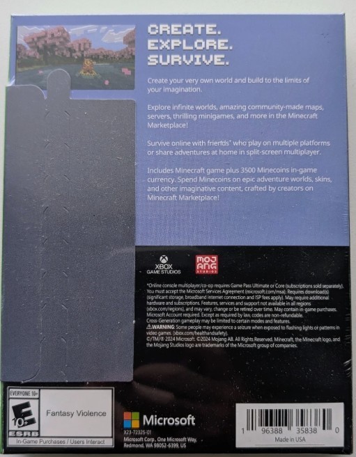 Minecraft with 3500 Minecoins – Code in Box, No Disc – Xbox Series X/S, Xbox One