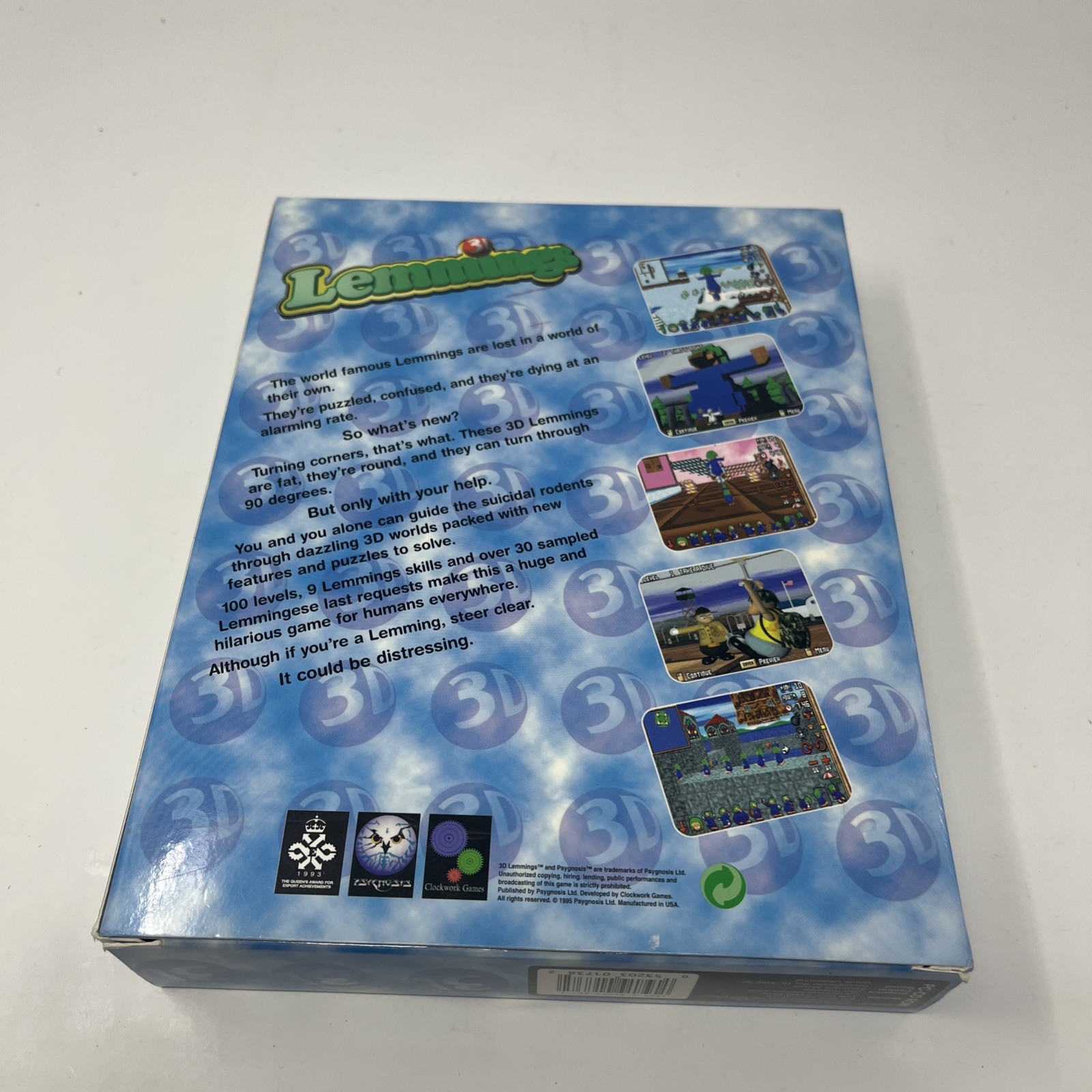 Vintage 3D Lemmings PC Big Box Complete W/ Manual