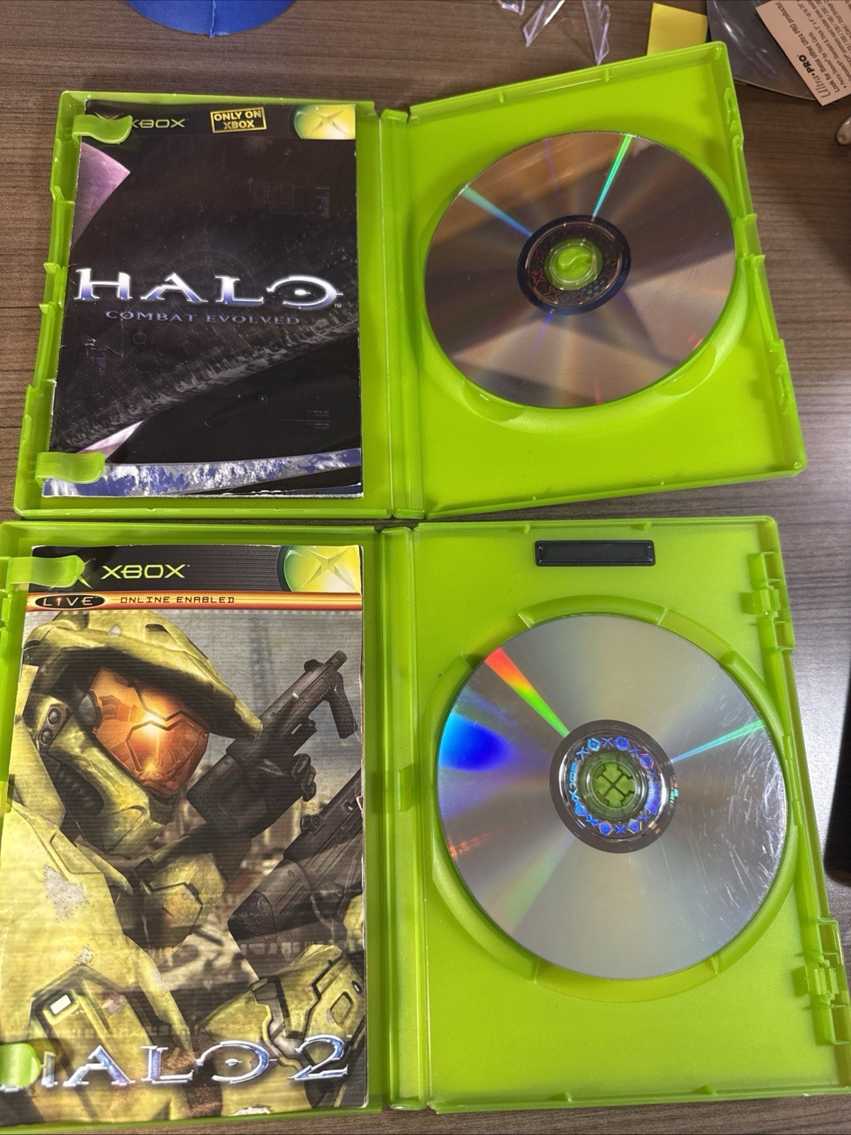 Halo 1 Combat Evolved and Halo 2 Original Xbox Lot Of 2 Video Games Manuals Case