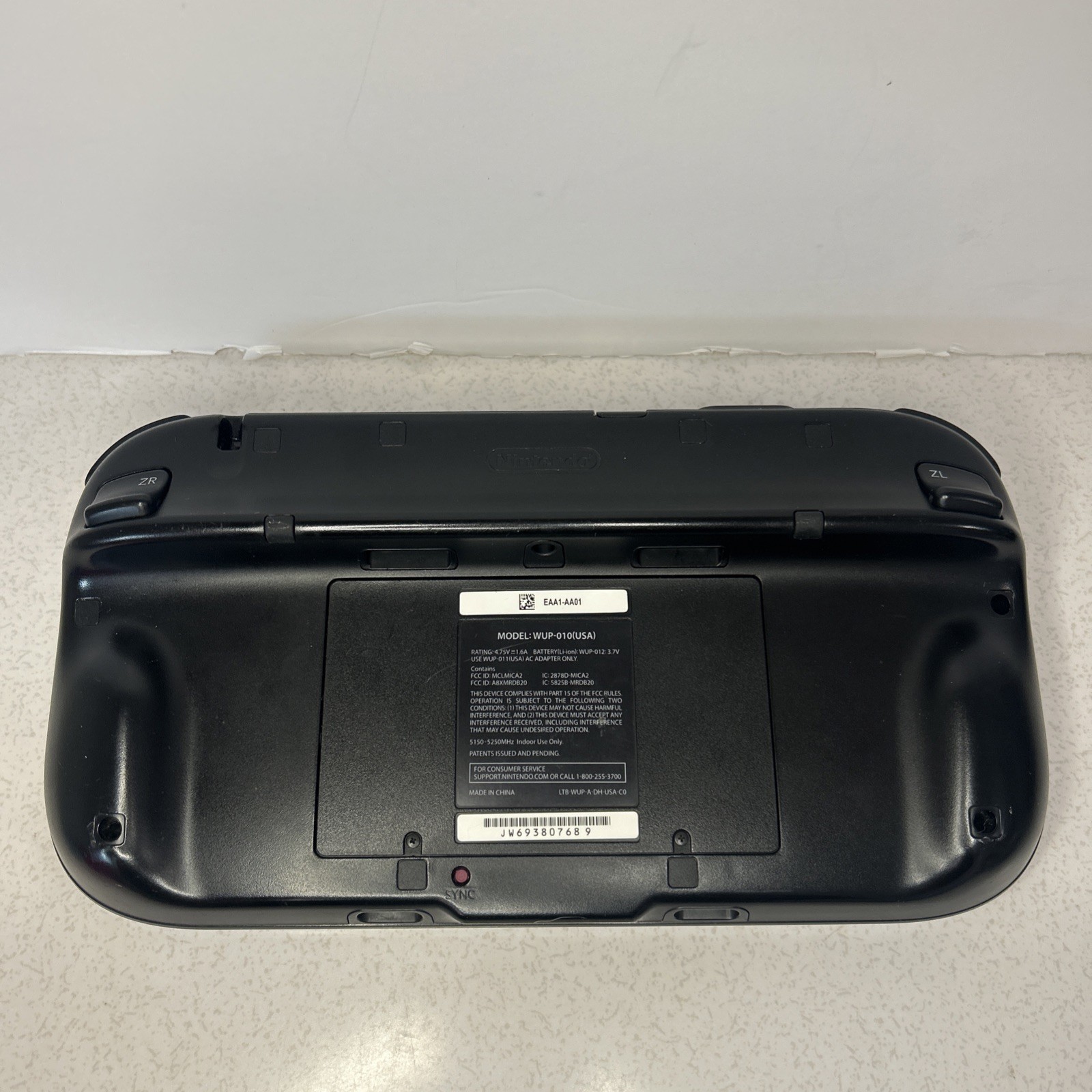 OEM Nintendo WUP-010 (USA) Black Wii U Gamepad Controller For Wii U For Parts