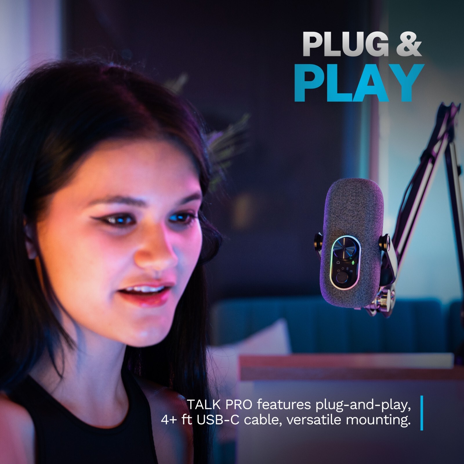 JLab Epic Talk USB Microphone, USB-C Output, Plug and Play