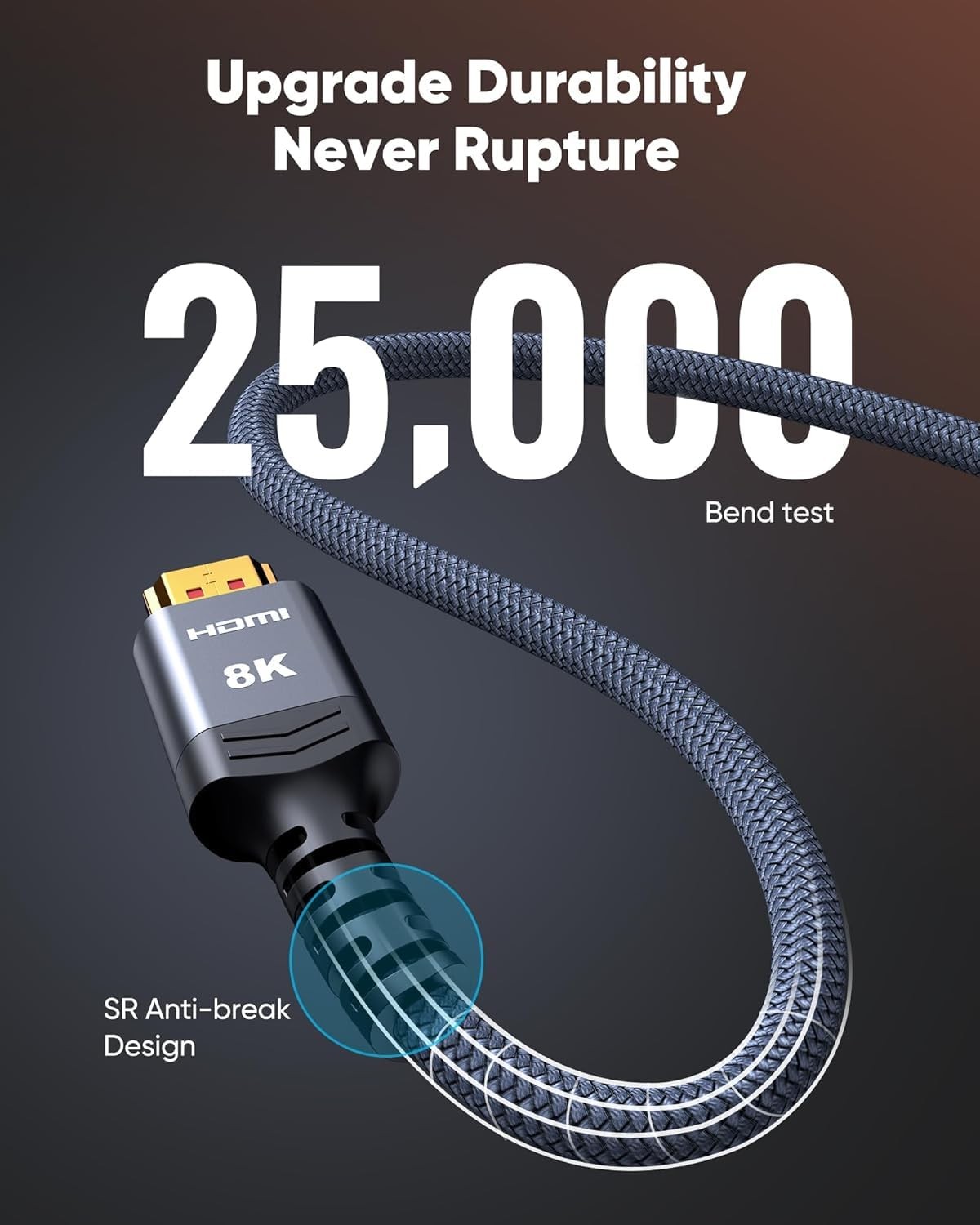 Highwings 8K HDMI Cable Long 2.1 30FT/9M, 48Gbps High Speed 30 feet, Grey