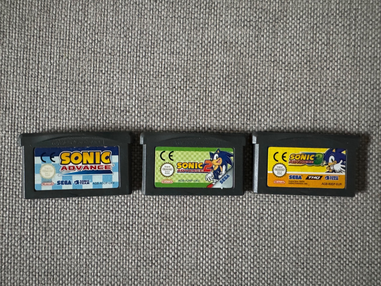 gba SONIC ADVANCE x3 Carts 1 + 2 + 3 Authentic Game Boy Advance PAL REGION FREE