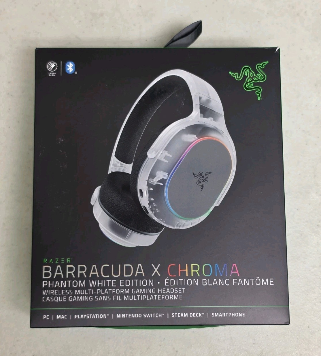 Razer Barracuda X Chroma Wireless Over-the-Ear Gaming Headset, Phantom White