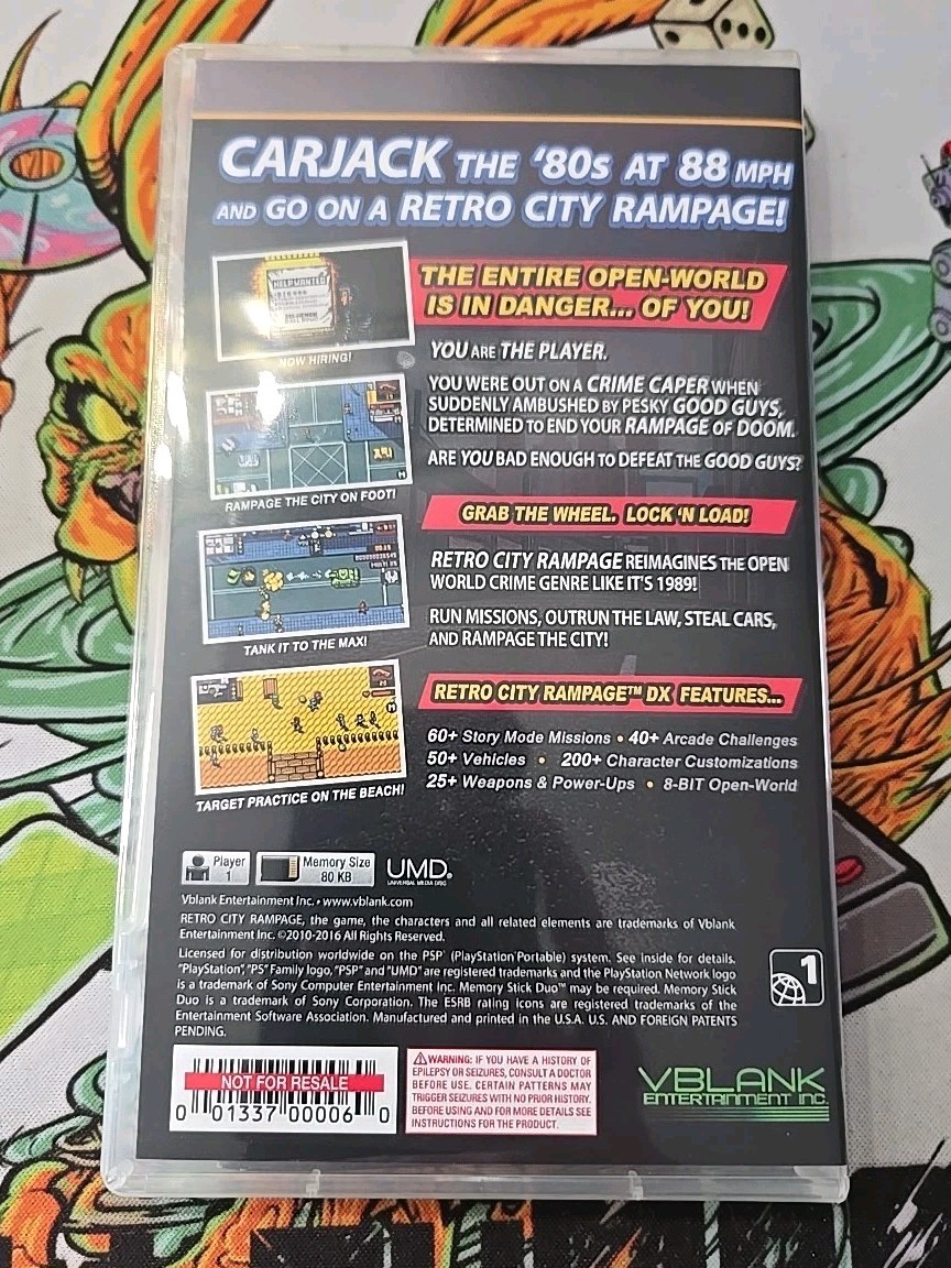 Retro City Rampage DX PSP Case & Manual Only *NO GAME*LIMITED To 3000*FAST SHIP