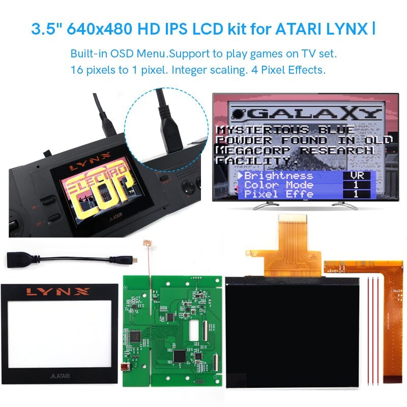 3.5” 640×480 Retro Pixel IPS LCD Screen HDMI-Compatible Kit For ATARI LYNX Ⅰ