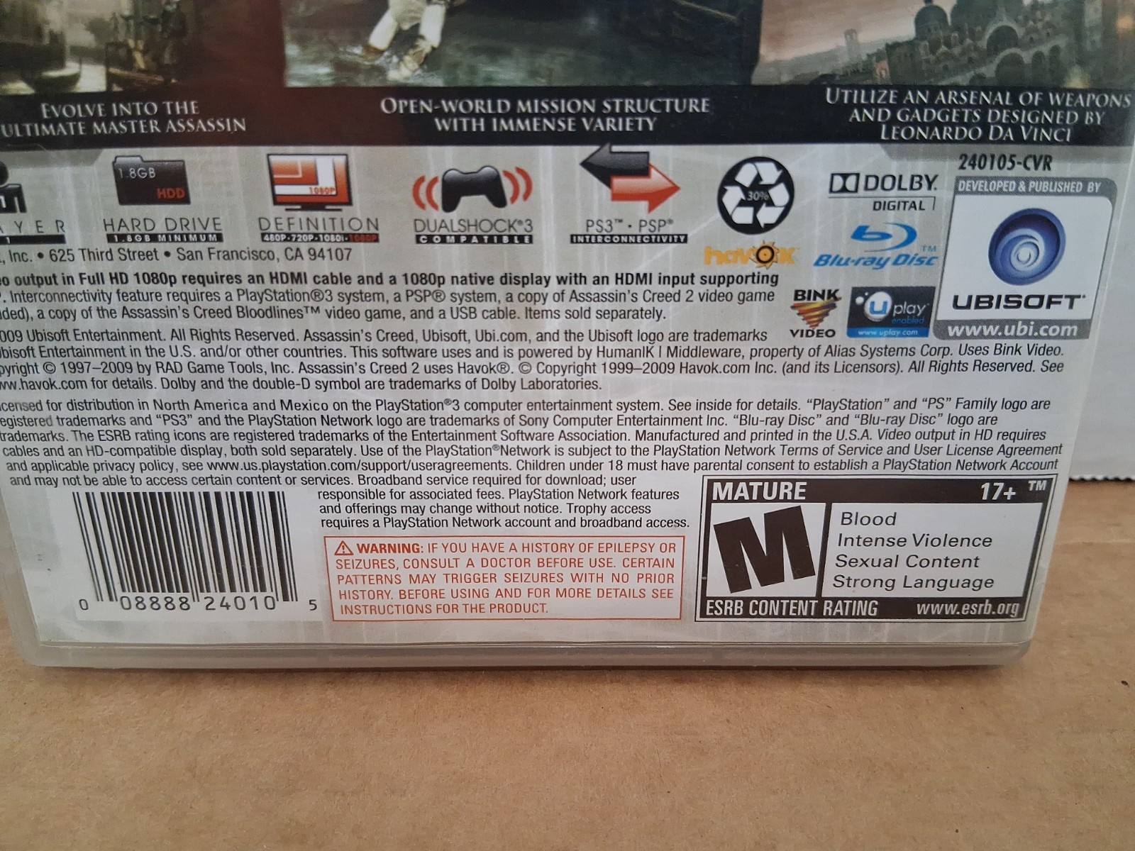 Assassin’s Creed 2 – Sony PlayStation 3 Fighter PS3 Read Description