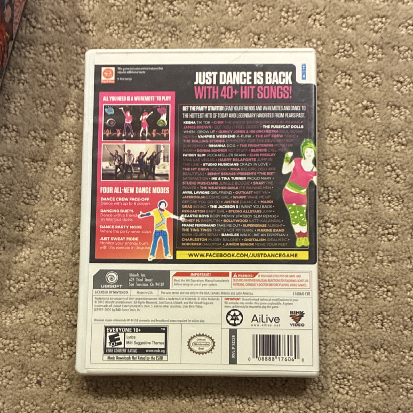 Ubisoft Just Dance 2 Original DVD Keep Case for Nintendo Wii