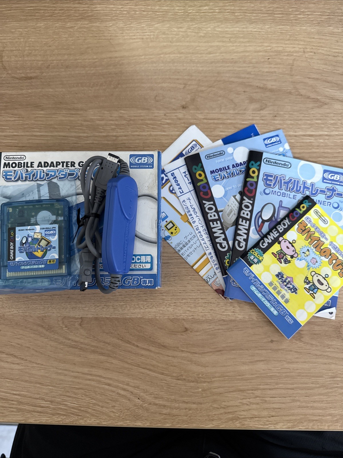 Nintendo Mobile Adapter GB AGB-005 Blue Cable Pokemon Crystal GBC Japan CIB