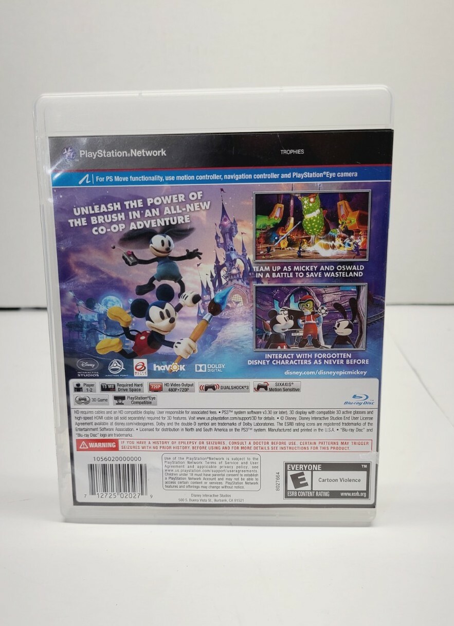 Disney Epic Mickey 2 The Power of Two (Sony PlayStation 3, 2012) 1 to 2 Player