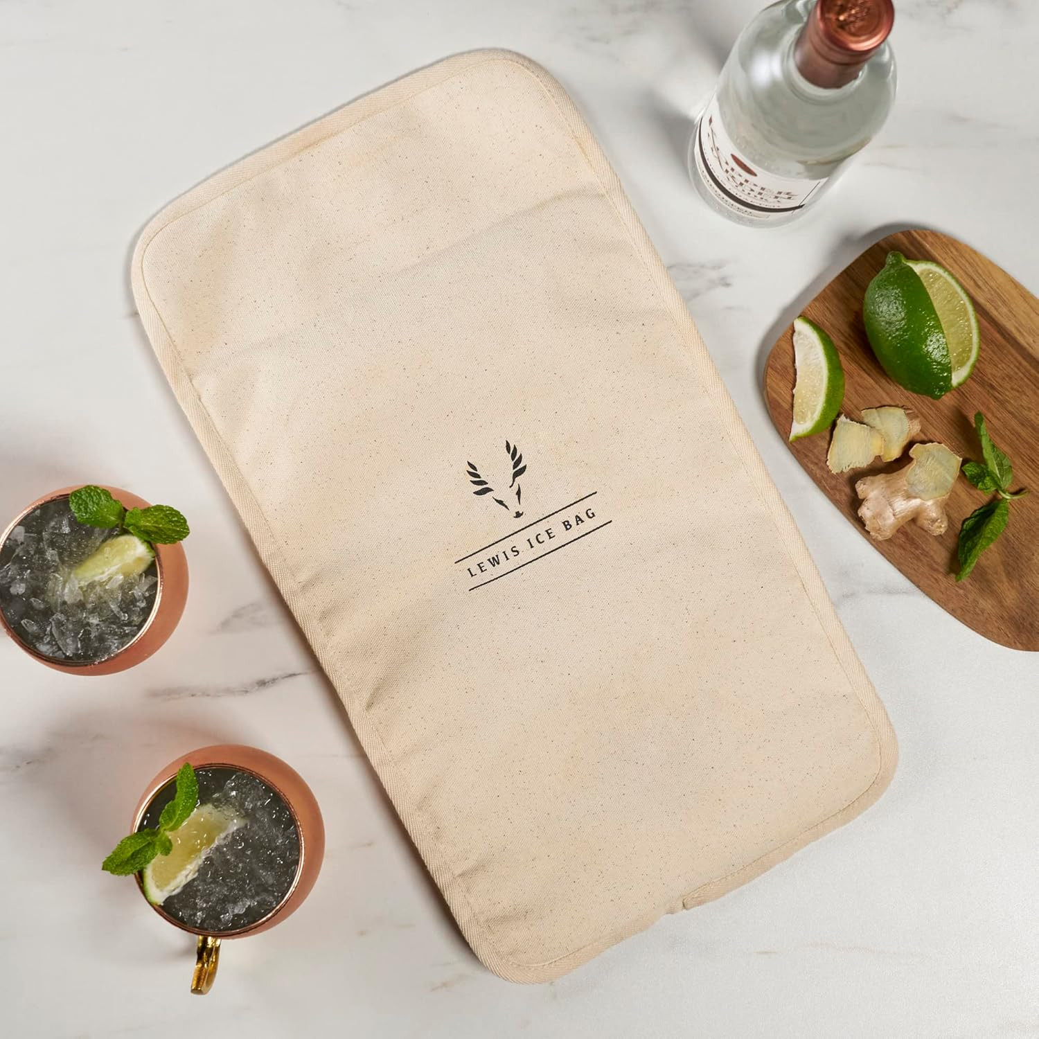 Bartender’S Lewis Ice Bag – Extra Large Professional Grade Canvas Ice Crushing B