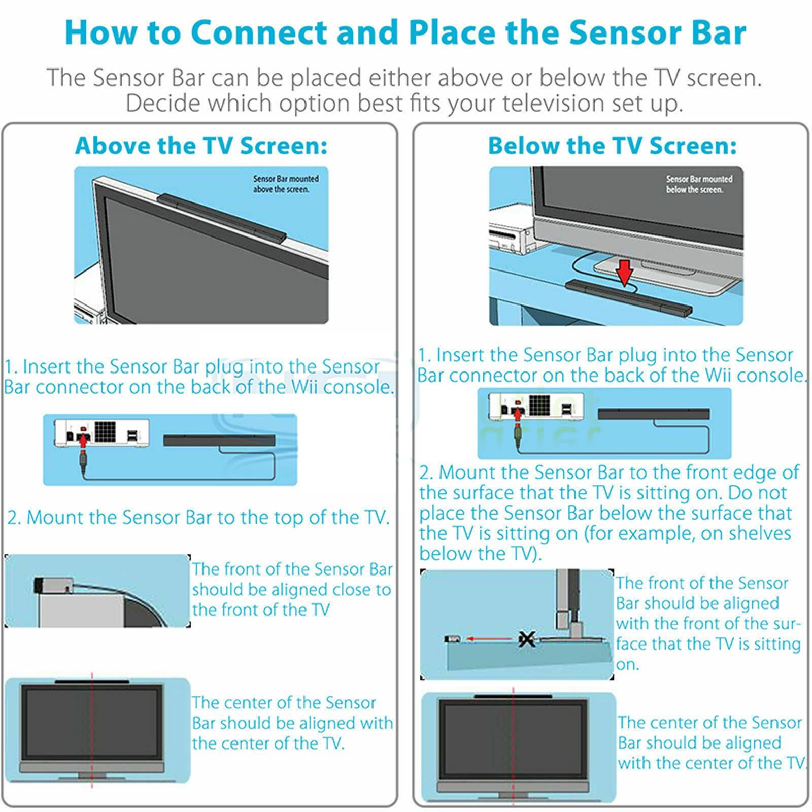SENSOR BAR FOR NINTENDO WII & WII U WITH STAND WIRED INFRARED RECEIVER – NEW
