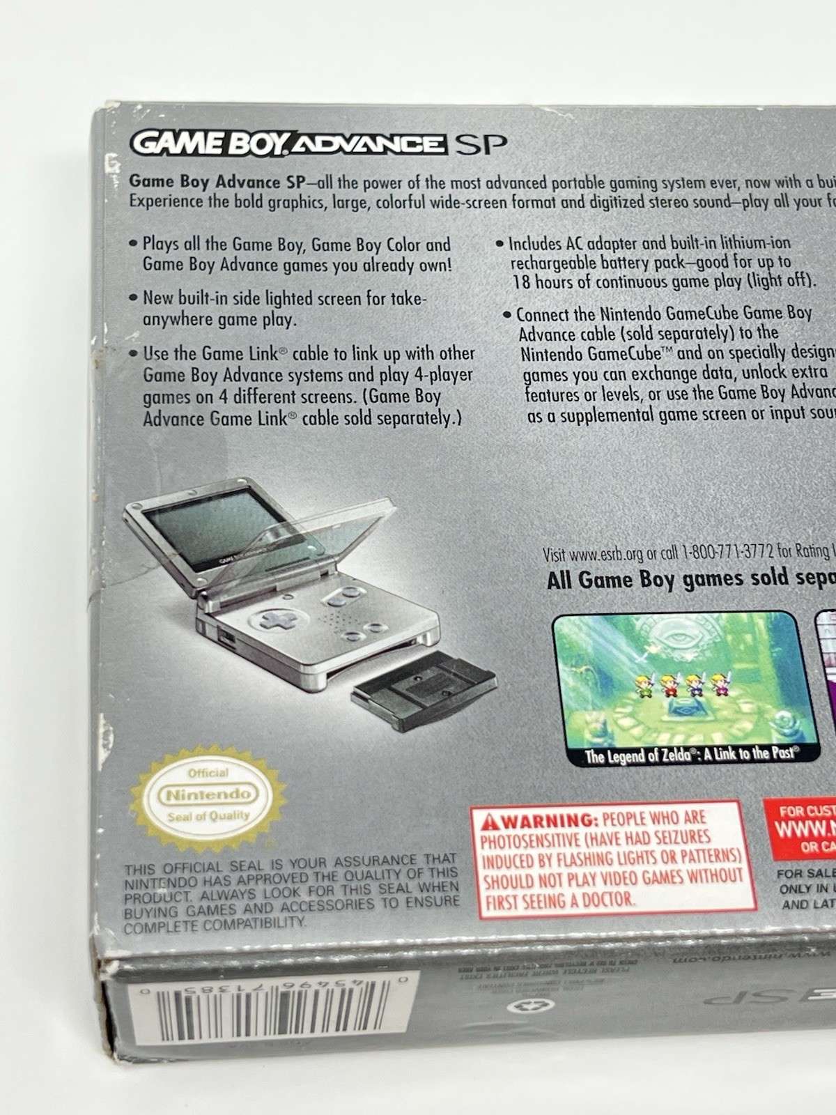 Sealed Nintendo Gameboy Advance SP Platinum Silver AGS-001 GBA Brand New