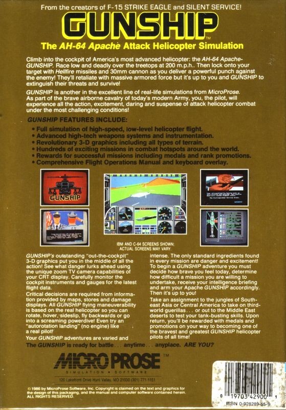 Gunship+Gunship 2000 PC Game Microprose Windows 10 11
