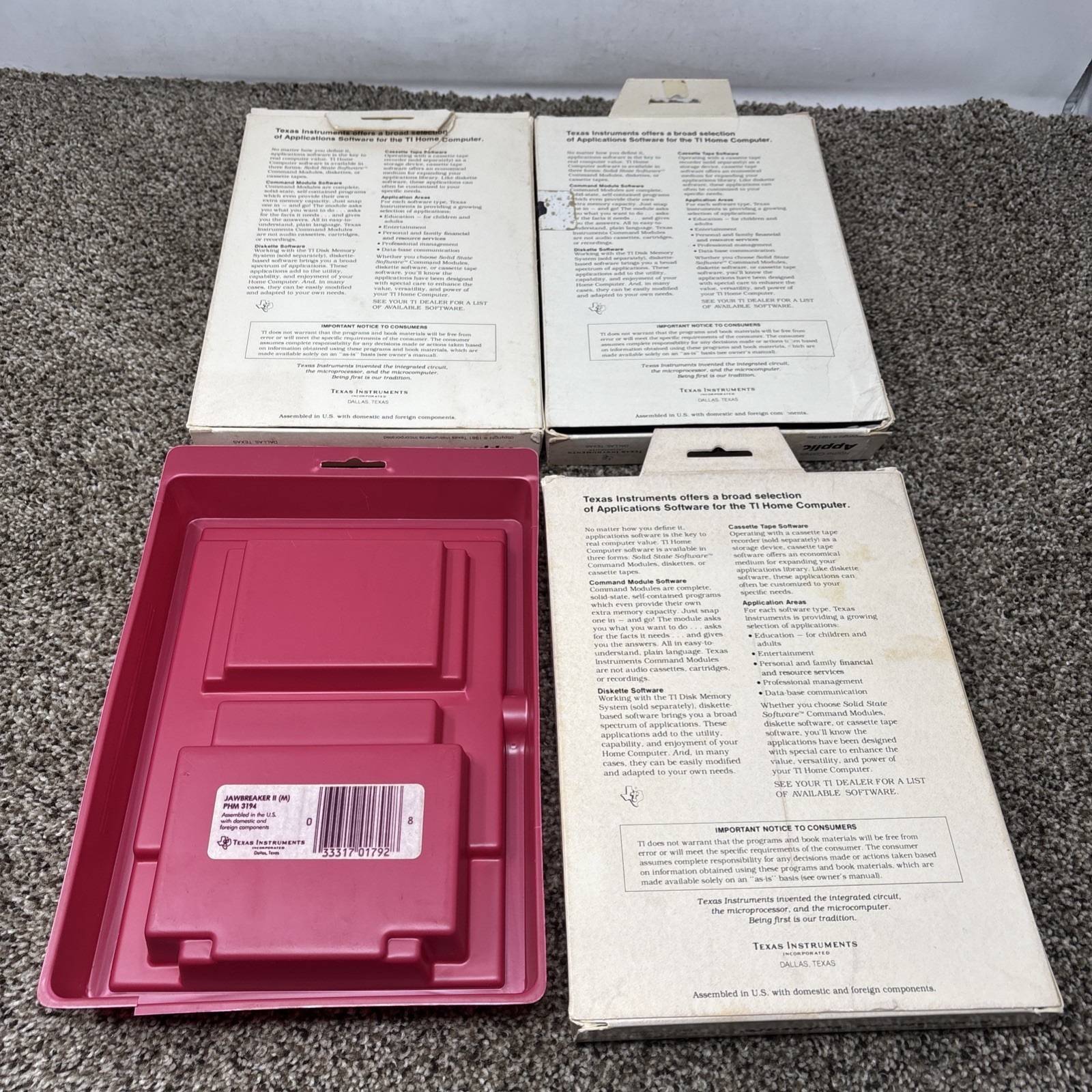 Ti99/4a CIB Game Lot Jawbreaker ii Tombstone City Football Touch Game Lot Tested