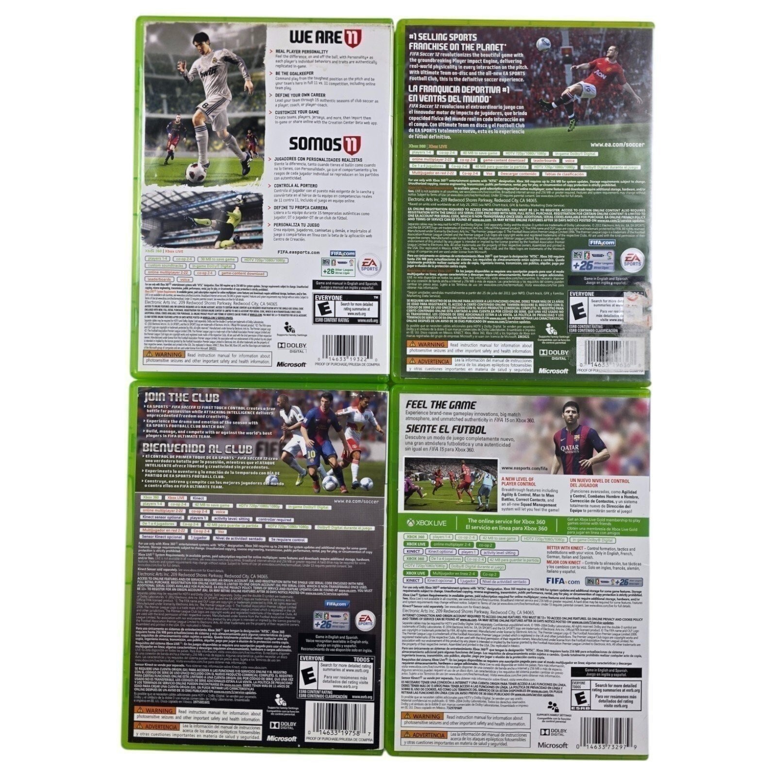 FIFA Soccer 11, 12, 13 & 15 Xbox 360 EA Sports Football Simulation Game Lot of 4