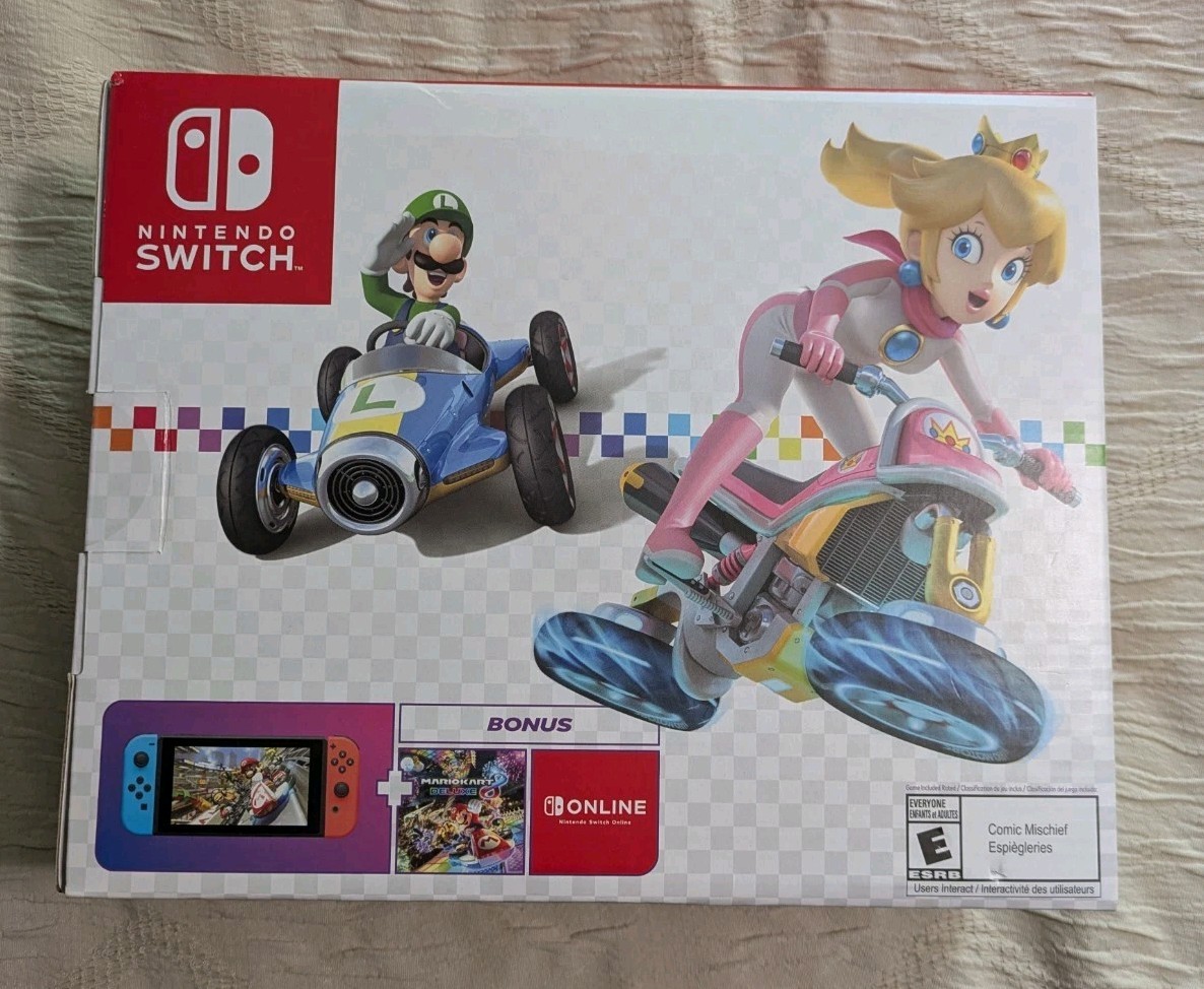 Nintendo Switch Console Neon Blue Red Joy-Con, Mario Kart 8 Deluxe Ed, 121634