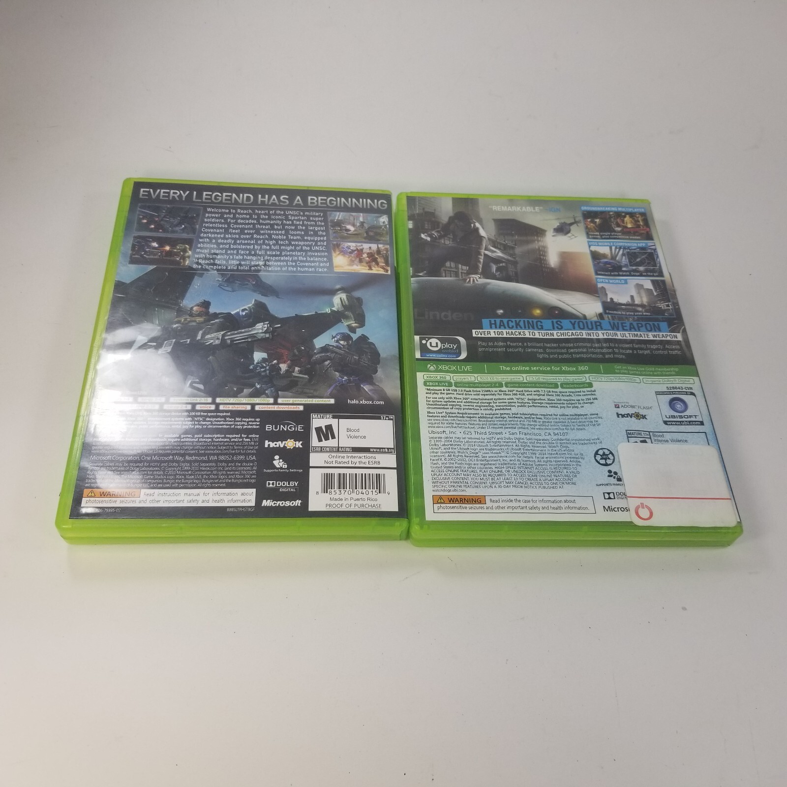 Halo Reach & Watchdogs – Microsoft Xbox 360 Lot of 2 Games