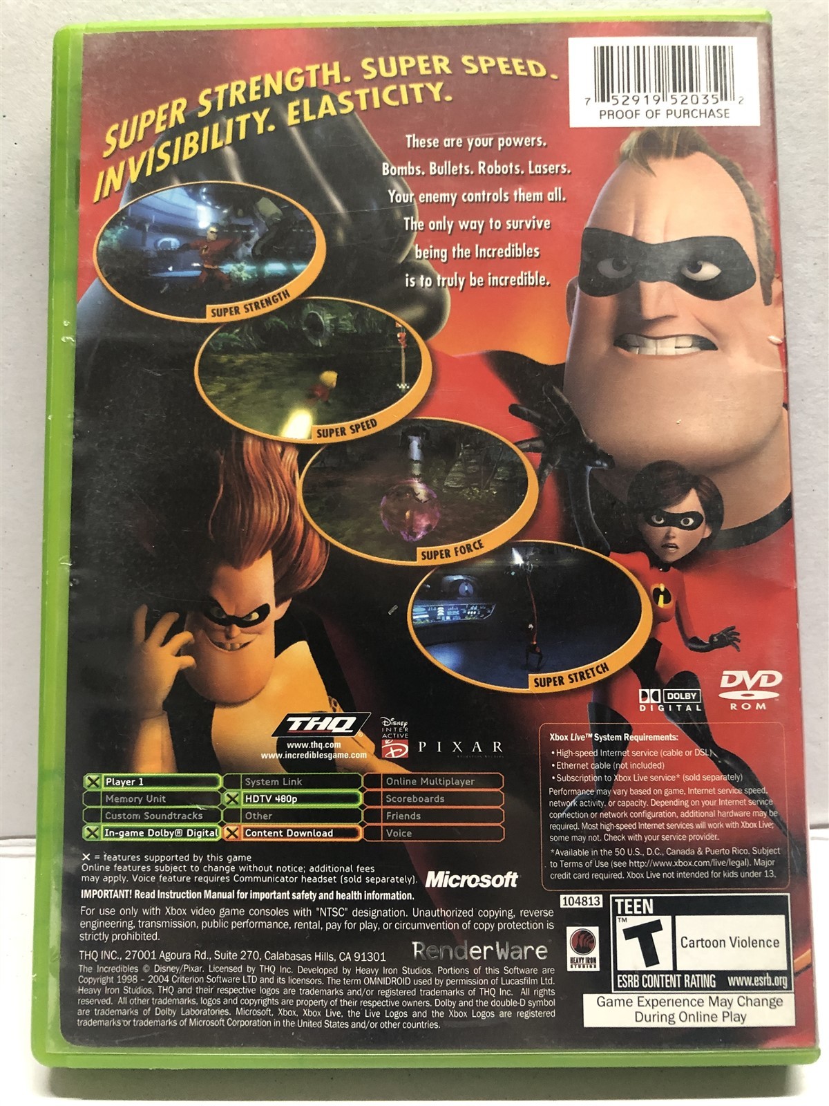 The Incredibles (Microsoft Xbox, 2004) Family Kids Game – Complete w/ Manual