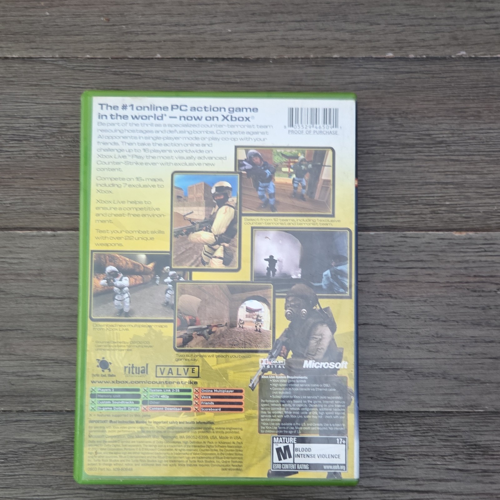 Microsoft Counter-Strike Xbox NTSC-U/C Shooter M Online Playability w/ Case