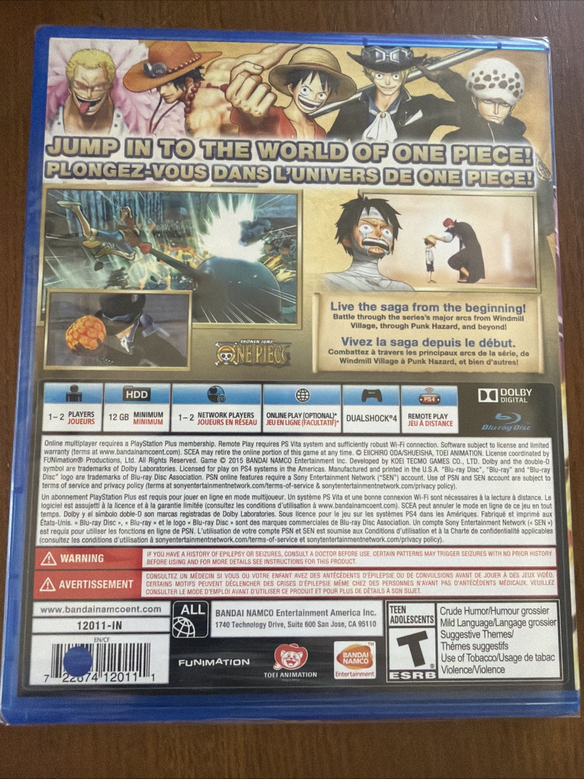 ONE PIECE PIRATE WARRIORS 3 FOR PLAYSTATION 4, FACTORY SEALED