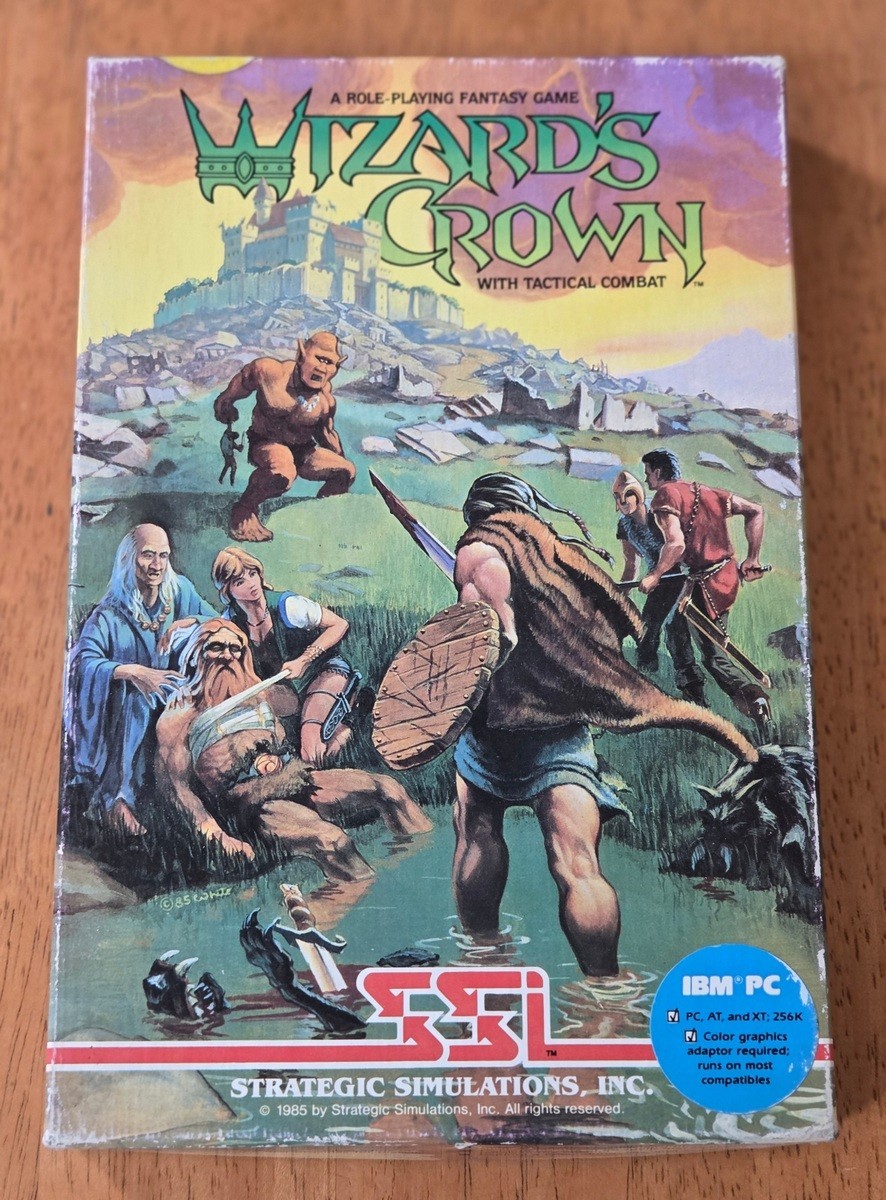 Wizard’s Crown SSI IBM PC Big Box Game 5.25″ Floppy Complete CIB 1987 RPG