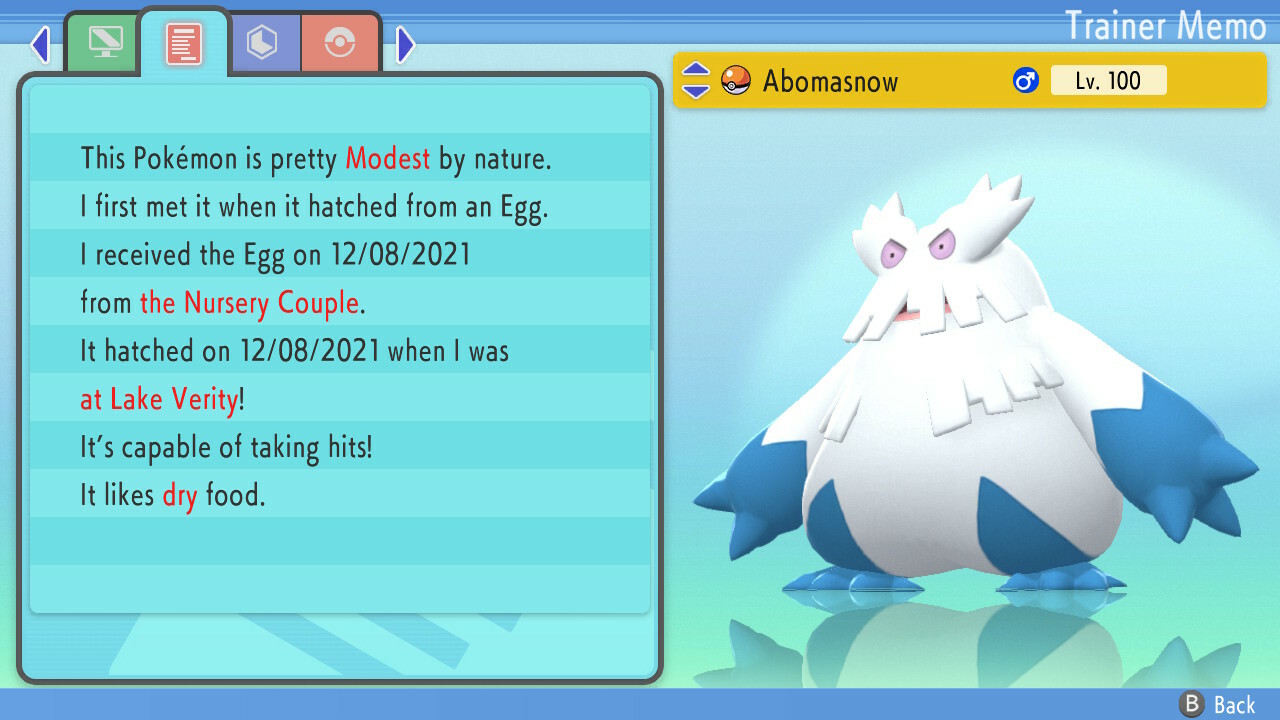 Shiny Abomasnow 6IVs Pokemon BDSP