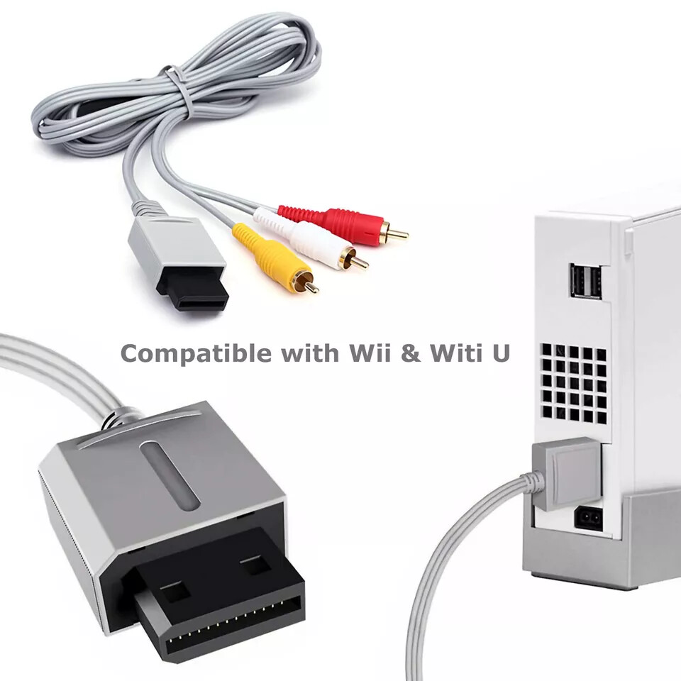 6FT Audio Video AV Composite 3 RCA Cable for Nintendo Wii / Wii U