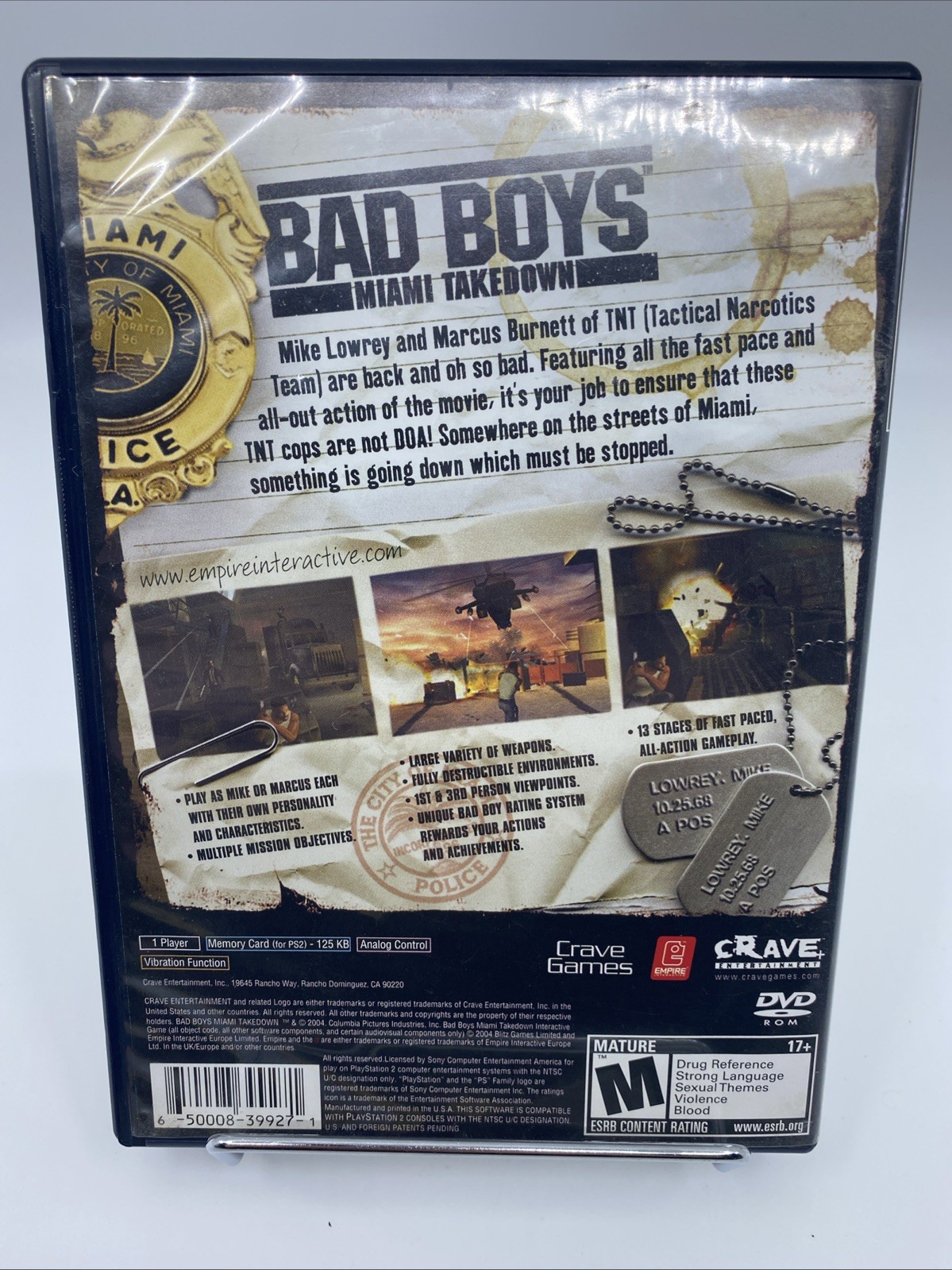 Bad Boys: Miami Takedown (Sony PlayStation 2, 2004) CIB Tested