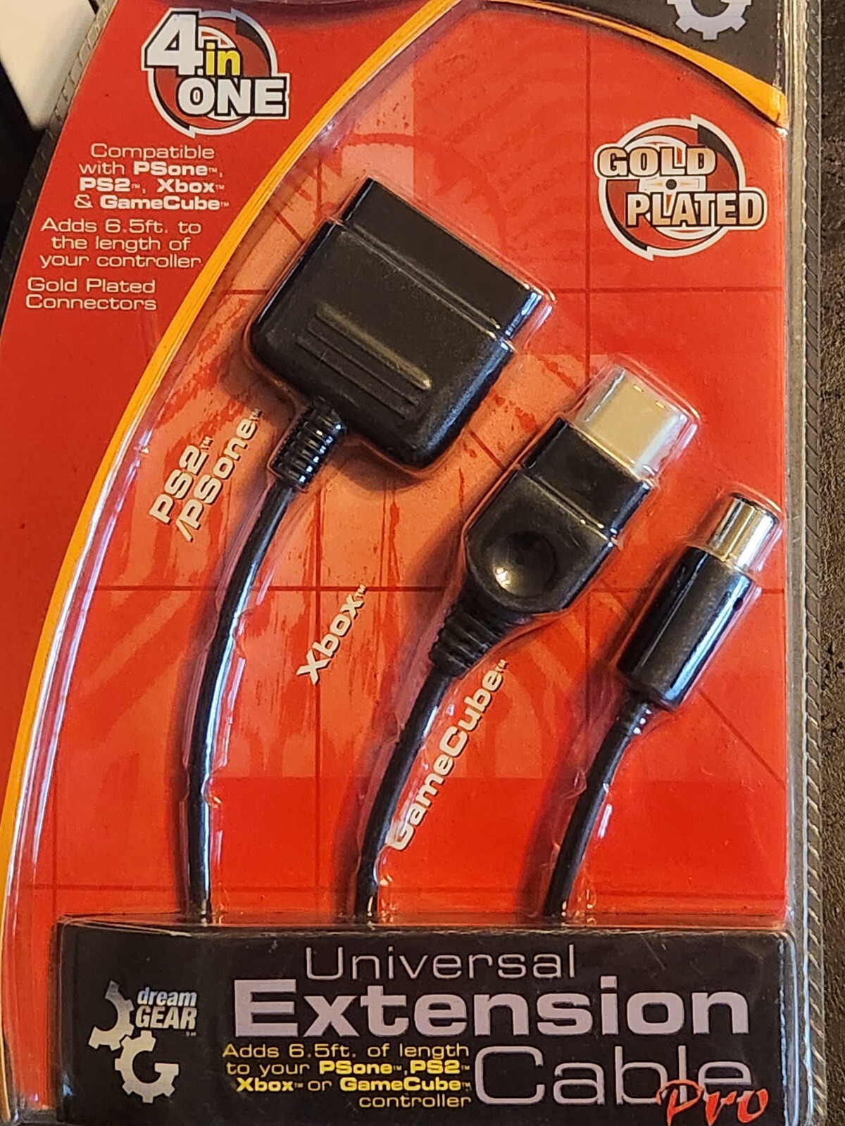 6.5 Foot Universal Gaming Extension Cable (4 in 1) PSone, PS2, XBOX & GameCube
