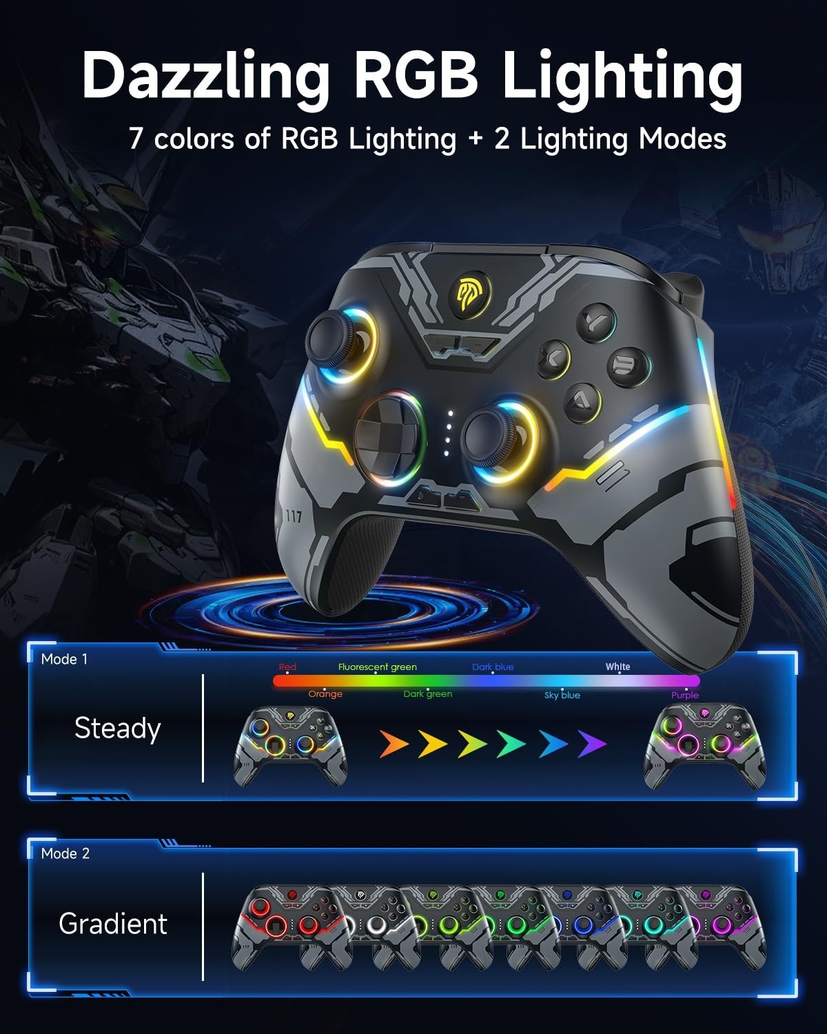 EasySMX X15 Gaming Controller Wireless Bluetooth Long Battery Life PC / Switch