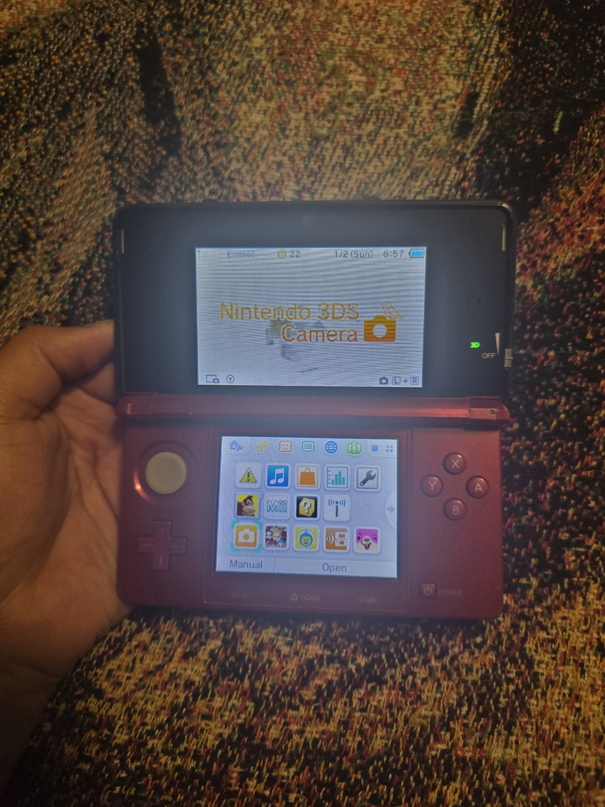 Nintendo 3DS Handheld System – Flame Red W/ Donkey Kong Country Returns 3D READ