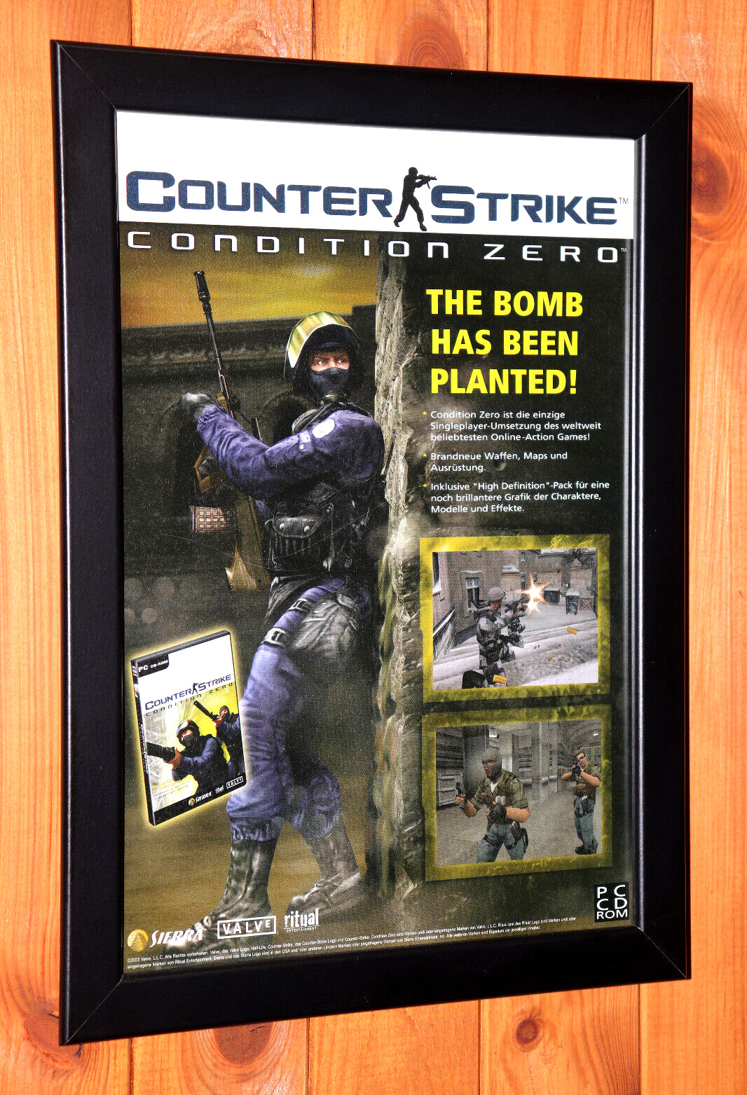 Counter-Strike Condition Zero Old Small Rare Promo Poster / Ad Page Framed