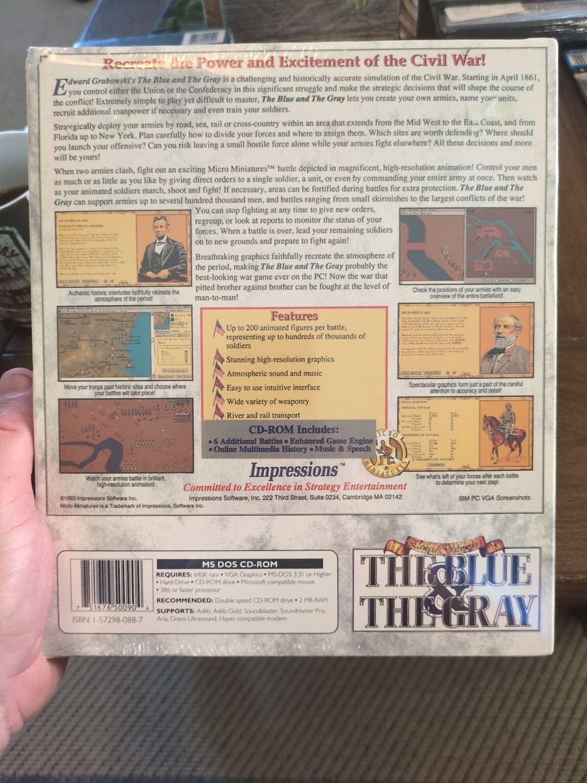The Blue & the Gray Civil War Simulator PC Big Box Game -1993, MS-DOS, Sealed