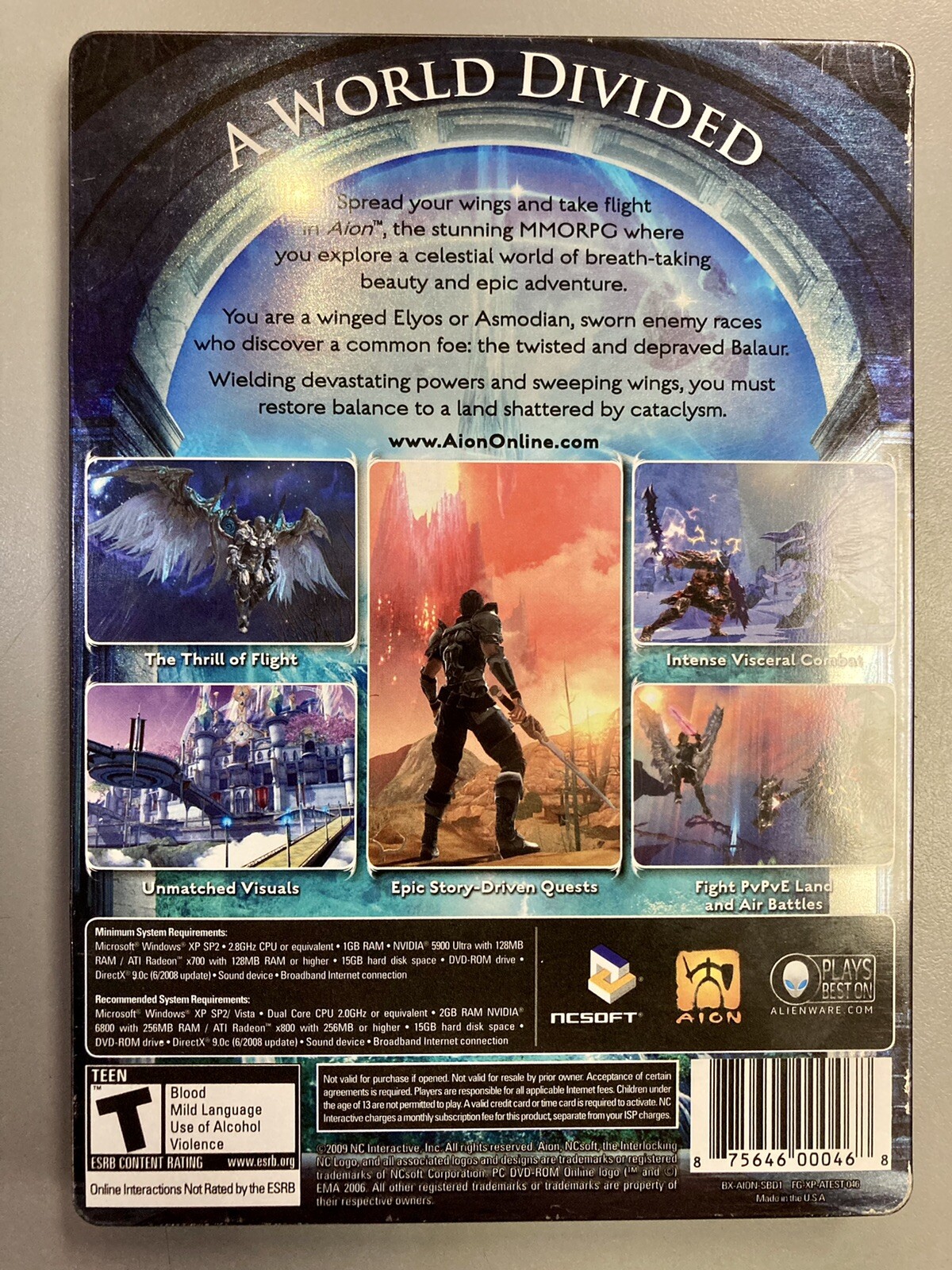 Aion: Tower of Eternity Steelbook Edition (NCsoft, 2009) PC Video Game COMPLETE
