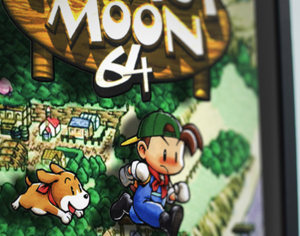 Harvest Moon 64 (Cover Art) – 3D Shadow Box Frame (9″ x 9″) Gaming Art
